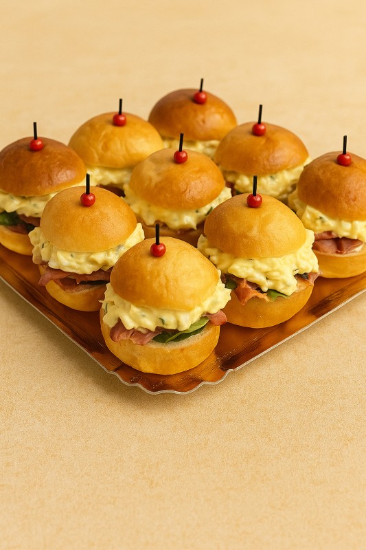 mini brioches oeufs, bacon